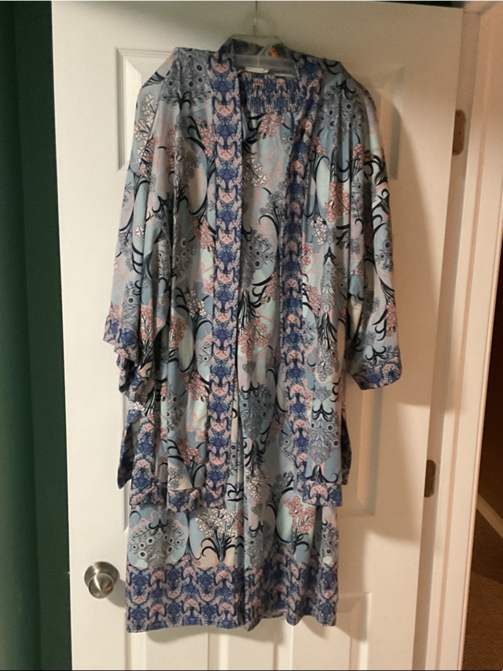 2 piece set Light Blue Floral Paisley jacket and pants